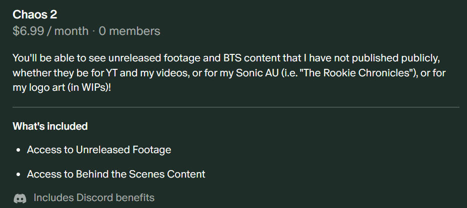 Patreon Tiers (Chaos 2)