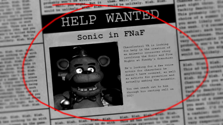 Sonic in FNaF Casting Call Image